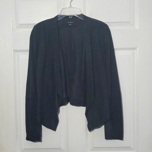 Lamarque BLUE Suede Leather Lightweight Waterfall Jacket Size 4 - Picture 1 of 14